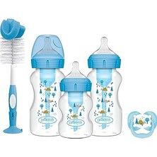 Kazan Hobi Geniş Ağız Anti-Kolik Options+ Pp Biberon Mavi Hediye Seti (2X270 & 1X150 ml Biberon, 1 Emzik Biberon Fırçası, 1 Emzik, 2 Fırça)
