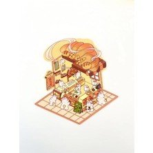 Kazan Hobi Etiket, Dıy Sevimli Tavşan Fırını Tasarlama 2yaprak 94ADET 3D Diorama Izometrik Sticker Seti/çıkartma