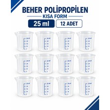 Labolist Beher Polipropilen - Kısa Form 25  ml 12 Adet