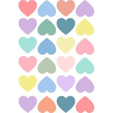 Kazan Hobi Karışık Pastel Renkli Kalp Sticker, 4x4 Cm, 240 Adet (10 Sayfa)