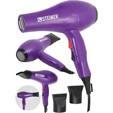 Kazan Hobi Alman 3400 W Profesyonel Saç Kurutma Makinesi, Fön Makinesi, Ac Motor, MS-9001, Mor, 2 Adet Başlık