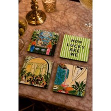 Kazan Hobi Uv Baskılı Mdf Bardak Altlığı, 3 Mm, 9 Cm, 4'lü Set