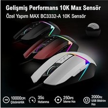 Kazan Hobi W60 Max Kırmızı Kablolu Gaming Mouse, 10.000 Cpı, 10 Tuş, Optik Rgb, Uc3&4 Aktif