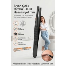 Kazan Hobi Siyah Çelik Cımbız; 9 cm Düz Kare Uçlu, 0.01 mm Hassas Kavramalı Profesyonel Kaş, Bıyık ve Ince Tüy Alma Epilasyon Cımbızı Solingen Professional 718478