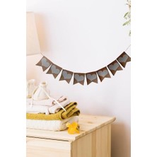 Kazan Hobi Kraft Üzeri Beyaz Kalp 8'li Retro Banner Süs 120 cm x 17 cm