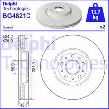 Delphi Delphı BG4821C Ön Fren Aynasi (Disk) Fiat Egea 16> 1.0 1.3 Mtj 1.4 1.5 1.6 Mtj (5 Bijon DIŞ:284MM K:24MM ) 51990127 51996238 51996239 52017292