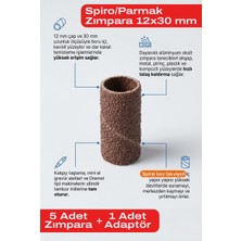 Azimli 12X30 mm Parmak Zımpara 5 Adet + 1 Adet Adaptör Spiro Gravür Ucu