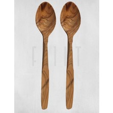 Kazan Hobi 22 cm Zeytin Ağacı Kaşık Seti, 2'li Doğal El Yapımı Ahşap Mutfak Gereci