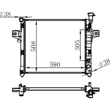 Oris Orıs BGM024026 Radyatör Brazing Jeep Grand Cherokee 01=> (Otom) (590X508X26) 52079883AB-52079883AC-52079883AD