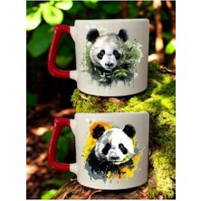 Kazan Hobi Boyalı Panda Baskılı 2'li Seramik Bardak, Bej, LH892740123123123