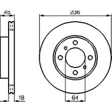 Bosch 0986478572 Ön Fren Diski (Hava Kanalli) Mitsubishi Carisma 1,6l 4G92 DA1A 95-99 (236 Çap x 4 Bijon) - MB950922-MR449769-MB699282