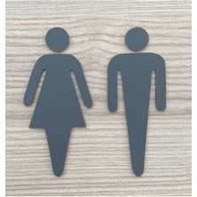 Kazan Hobi Mat Antrasit Kadın ve Erkek Wc Kendinden Yapışkanlı Yönlendirme Seti