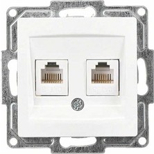 Kazan Hobi Ikili Nümeris Telefon Prizi (2 x Cat3), Beyaz (Mekanizma + Tuşkapak)