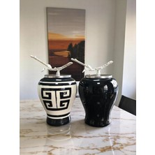Feray Home Dekoratif Obje Şah Küp 2 Li Siyah Versa Desen Siyah Şah Gümüş