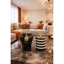 Feray Home Dekoratif - Siyah Mermer Şah Siyah Zebra Silindir Gold