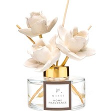 Kazan Hobi 150 ml Seramik Gül Taşlı Bambu Çubuklu White Jasmine Oda Kokusu