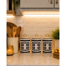 Feray Home Baharatlık - 3'lü Versa Desen Siyah Halka Gold