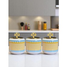 Feray Home Kahve Köşesi - 1.4 L Geometrik Yonca Baharatlık Gold