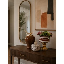 Feray Home Dekoratif - Salon Seti Kahverengi Zebra Ceramic Desen Gold