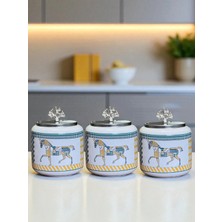Feray Home Kahve Köşesi - 1.4 L Herm At Desenli Baharatlık Gümüş