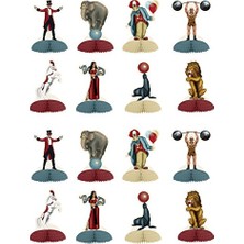 Kazan Hobi Vintage Circus Mini Masa Başlıkları, 16 Adet, 12,7 Cm, Çok Renkli