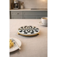 Feray Home Nihale - Çaydanlık Tava Altlığı Siyah Damalı Gold