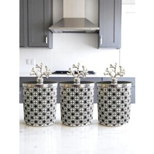 Feray Home Baharatlık - Metal Kapaklı 3'lü Lonca Desen Gümüş