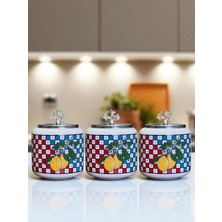 Feray Home Kahve Köşesi - 1.4 L Damalı Limonlu Baharatlık Gümüş
