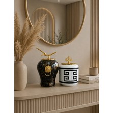 Feray Home Dekoratif - Siyah Mermer Şah Oval Versa Siyah Gold