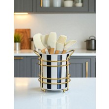 Feray Home Kaşıklık - Siyah Dik Çizgi Gold