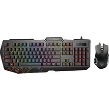 Kazan Hobi Vendetta Kablolu Oyun Klavyesi ve Fare; Rainbow Arka Plan Aydınlatması, 104 Tuş, Programlanabilir Makro Tuşu, 12 Kısa Tuş Tuş, 26 Tuş Gölgeleme Önleyici, 6 Tuşlu Fare, 3200 Dpı
