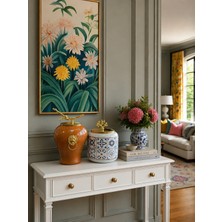 Feray Home Dekoratif - Kahverengi Mermer Şah Ceramic Oval Gold