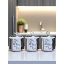 Feray Home Kahve Köşesi - 1.4 L Flower Desenli Baharatlık Gümüş