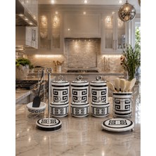 Feray Home Çeyiz Seti - 10 Parça Versa Desen Siyah Gümüş