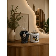 Feray Home Dekoratif - Siyah Mermer Şah Koyu Herm Oval Gümüş