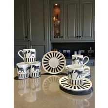 Feray Home Kahve Fincanı - Porselen 6 Kişilik Zebra At Desen