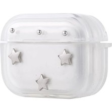 Kazan Hobi Airpods Pro 2 Uyumlu Yıldız Desenli Airbag 44 Simli Şeffaf Kutup Kılıf