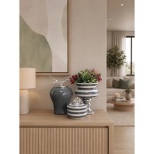 Feray Home Dekoratif - Salon Seti Gri Zebra Gümüş