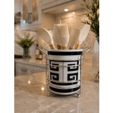 Feray Home Kaşıklık - Versa Desen Siyah Gümüş