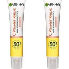 Kazan Hobi 2'li C Vitamini Parlak Günlük Uv Korumalı Güneş Yüz Kremi SPF50 Işıltılı Doku 40 ml Cilt Bakım Seti