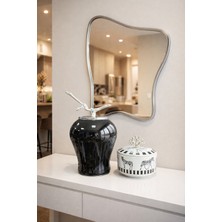 Feray Home Dekoratif - Siyah Şah Küp Zebra At Obje Gümüş