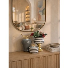 Feray Home Dekoratif - Salon Seti Gri Zebra Gold