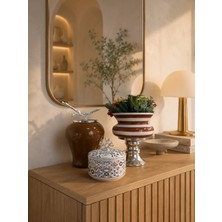 Feray Home Dekoratif - Salon Seti Kahverengi Zebra Ceramic Desen Gümüş