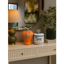 Feray Home Dekoratif - Soft Sarı Mermer Şah Renkli Herm Oval Gümüş