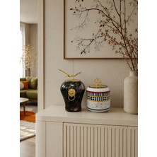 Feray Home Dekoratif - Siyah Mermer Şah Kelebek Oval Gold