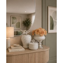 Feray Home Dekoratif - Salon Seti Beyaz Mermer Gümüş