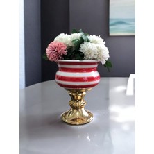 Feray Home Dekoratif Obje - Ayaklı Saksı Kırmızı Klasik Zebra Gold