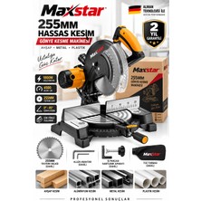 Maxstar 255MM 1800W Gönye Kesme Makinesi 4500 Devir Açılı Hassas Kesim Ahşap Metal Alüminyum Plastik