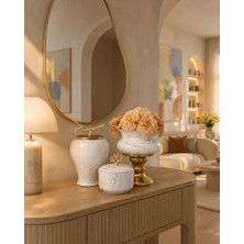 Feray Home Dekoratif - Salon Seti Beyaz Mermer Gold