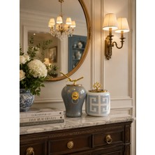 Feray Home Dekoratif - Gri Mermer Şah Oval Versa Gri Gold